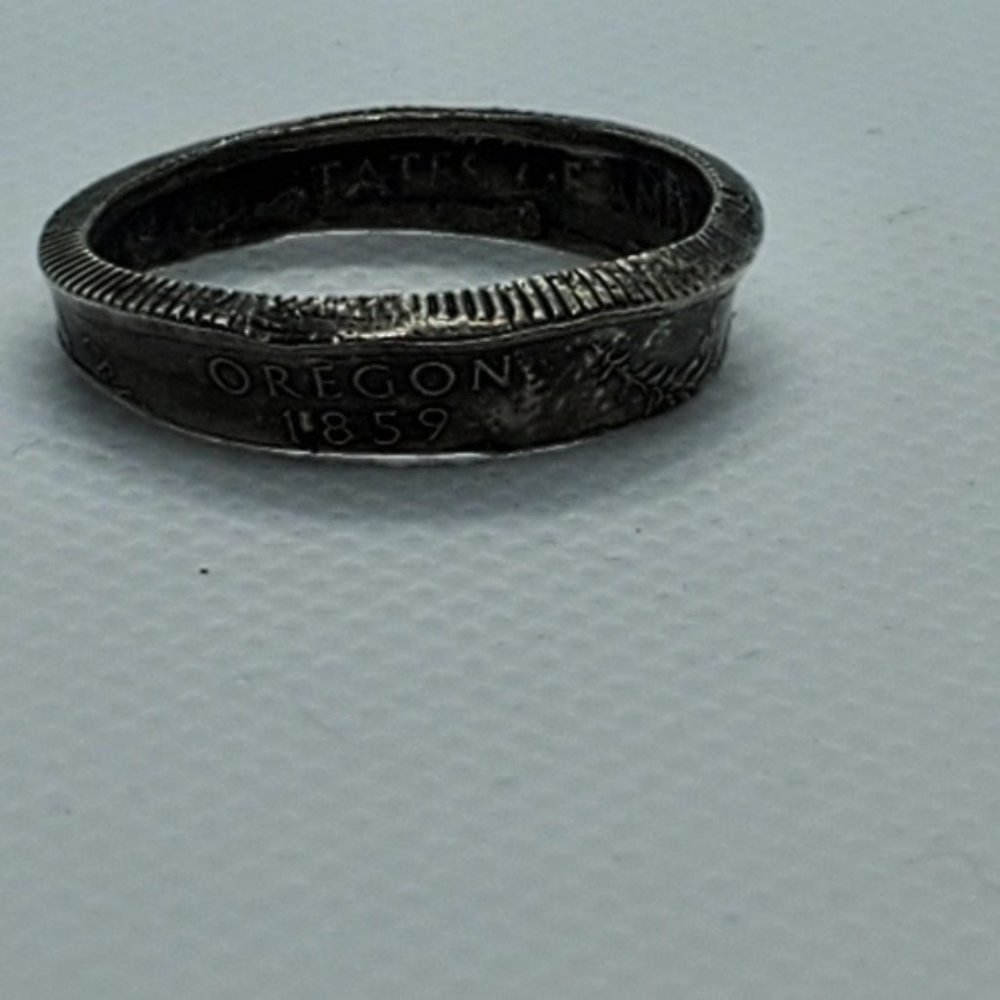 Silver quarter coin ring Oregon - Picture 4 of 4